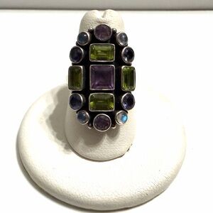 Nicky Butler Sterling Silver Amethyst, Peridot, and Moonstone Ring